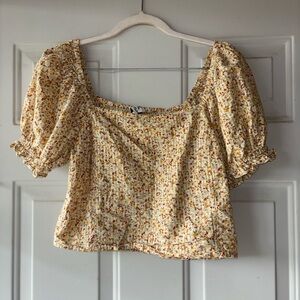 Madewell ditsy floral puff sleeve crop top size XS
